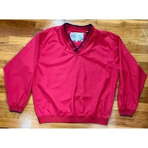 Vintage Mens Original 1897 Brand V-Neck Pullover Windbreaker Jacket Golf Red